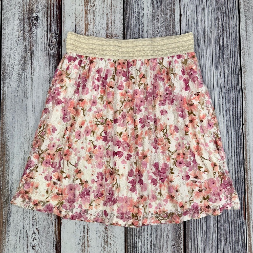 Studio 253 Midi Lace Skirt Floral Print Size XL